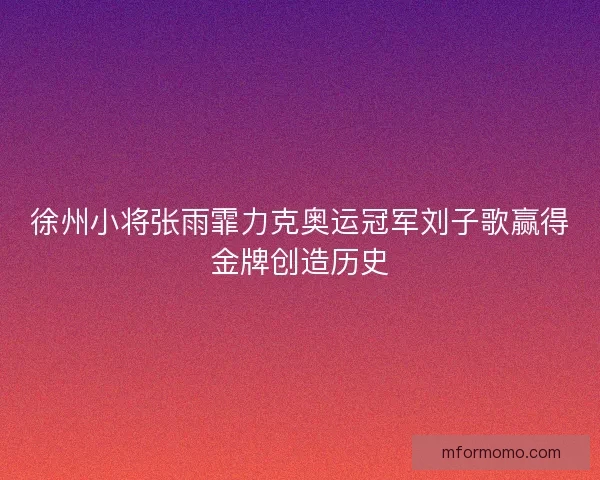 徐州小将张雨霏力克奥运冠军刘子歌赢得金牌创造历史