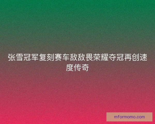张雪冠军复刻赛车敌敌畏荣耀夺冠再创速度传奇